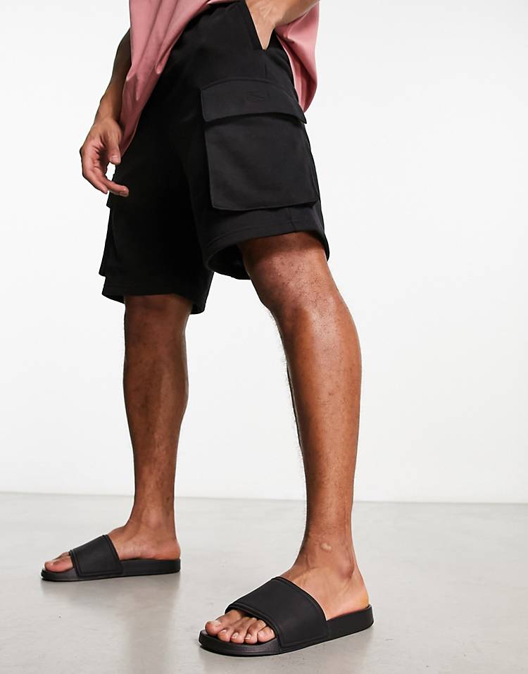 Jack & Jones pool slider in black